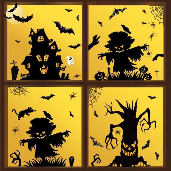 3 Set Adesivi Decorazione di Halloween Lampada di zucca Spider Ghost Adesivi elettrostatici, Stile: BQ049 + 50 + 51 + (52 x 2)