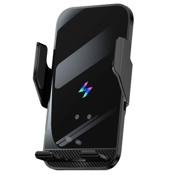 Supporto per presa d'aria per auto con ricarica wireless a infrarossi, apertura e chiusura automatica (nero)