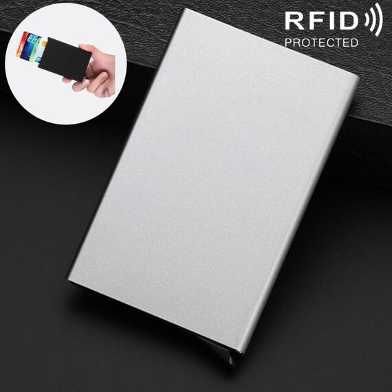 Porta biglietti da visita in acciaio inox antimagnetico Cassa della carta di credito, dimensioni: 10 * 6.2 * 0.8 cm (grigio)