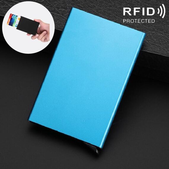 Caso di carta di credito antimagnetico in acciaio inox PU Business card di credito, dimensioni: 10 * 6.2 * 0.8 cm (blu)