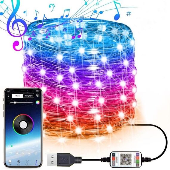 Decorazione natalizia RGB Copper Wire String Light Bluetooth Mobile Control Control, lunghezza: 2m 20 LED