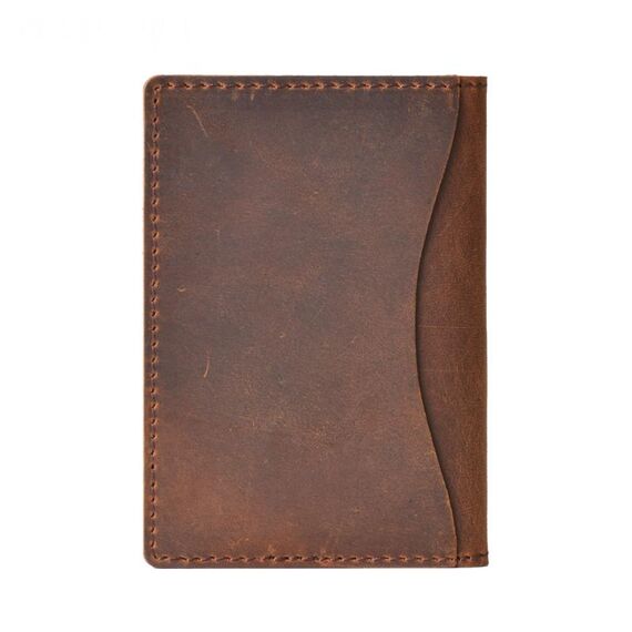 Porta carte da bovina Semplice carta di archiviazione Cartella di archiviazione Carta di archiviazione Portafoglio portafoglio portafoglio (Crazy Horse Skin Brown)