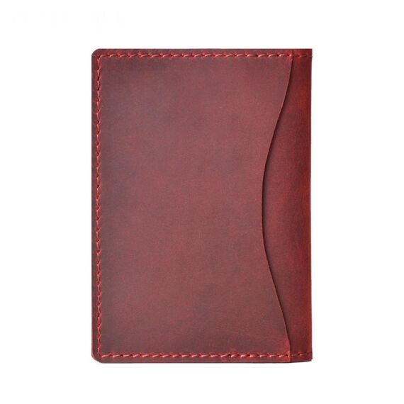 Porta carte da bovina Semplice cartella di stoccaggio carte di archiviazione cartella di archiviazione con portafoglio portafoglio (crazy horse pelle vino rosso)