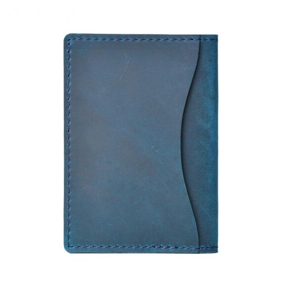 Porta carte da bovina Semplice carte da stoccaggio carte da stoccaggio cartella di archiviazione portafogli portafoglio portafoglio (crazy horse pelle blu)