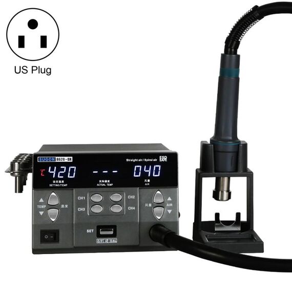 Sugon 8620-DX 1200W Dritto e pistola ad aria calda a spirale, spina USA