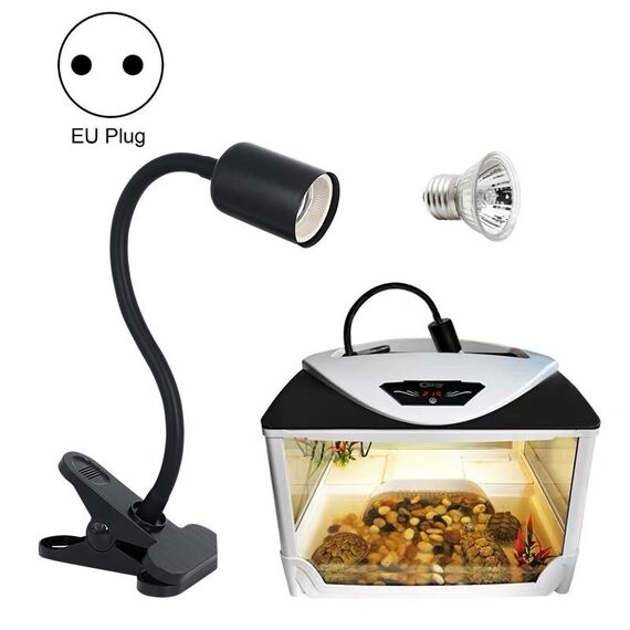ZY-UAB TARTTLE TARTTLE LOCKLIGHT UVA Riscaldamento riscaldato Retroilluminazione per animali domestici, spina UE con lampadina (supporto leggero lungo gomito nero)