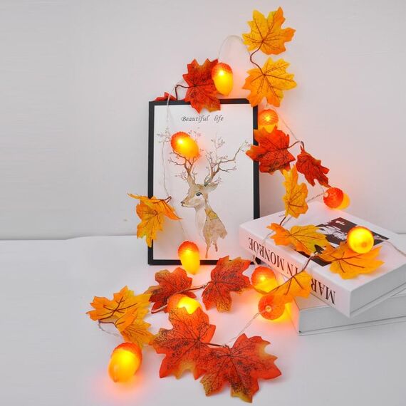 2m 10 luci a LED LED Light String, stile: foglia d'acero + ghiande