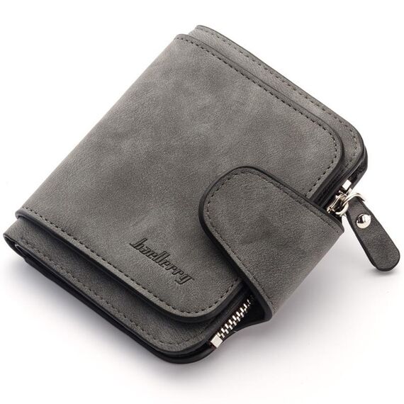 BAELLERRY Ladies Fibbia Nubuck Portamonete in pelle Carino carino piccolo portafoglio studente fresco (fuliggine)