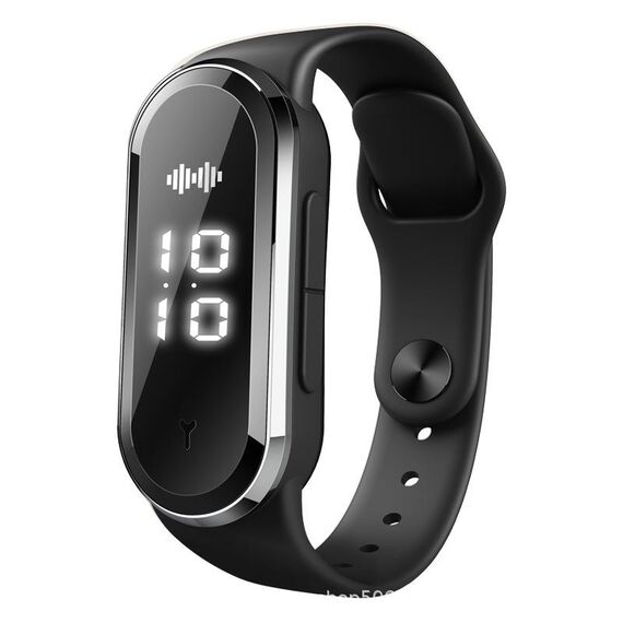 Bracciale repellente per zanzara ad ultrasuoni M21 con contatore di passo e orologio e funzione temperatura (nero)