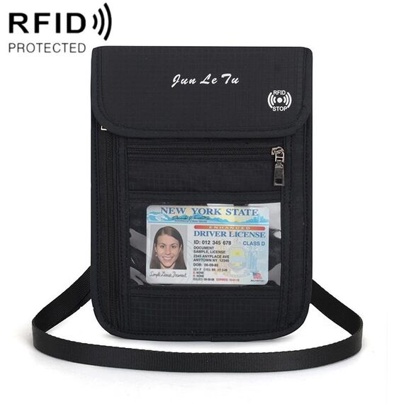 Borsa di stoccaggio del passaporto antifurto multifunzionale a Junletu Passaporto antifurto (nero)