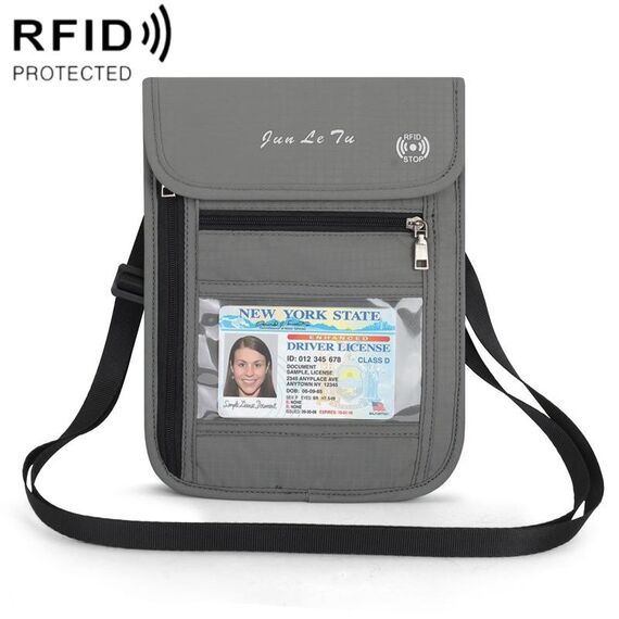 Borsa di stoccaggio del passaporto antifurto del messaggero multifunzionale di Junletu (grigio chiaro)