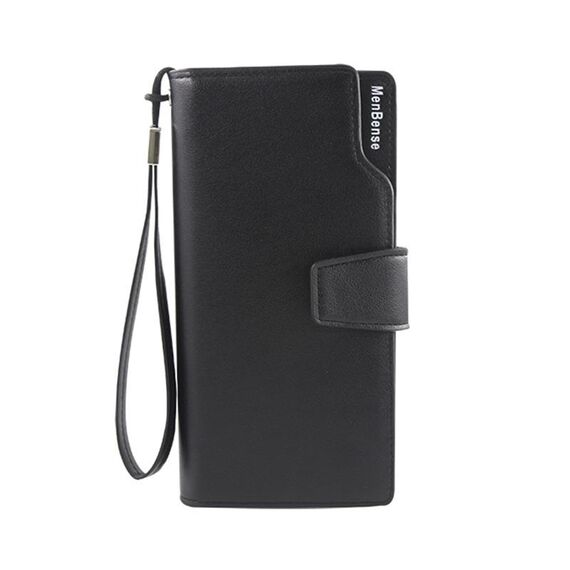 Minbense Fashion Business Simple Handbag PU Portafoglio maschio grande capacità (nero)