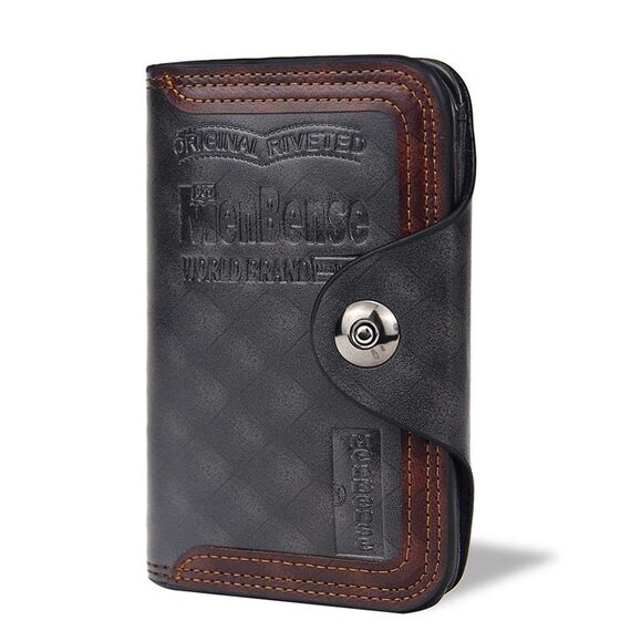 MENBENSE BREVE FASHION TEMPOCE MAGNETIC Fibbia grande capacità 3 piegatore maschio portafoglio (nero)