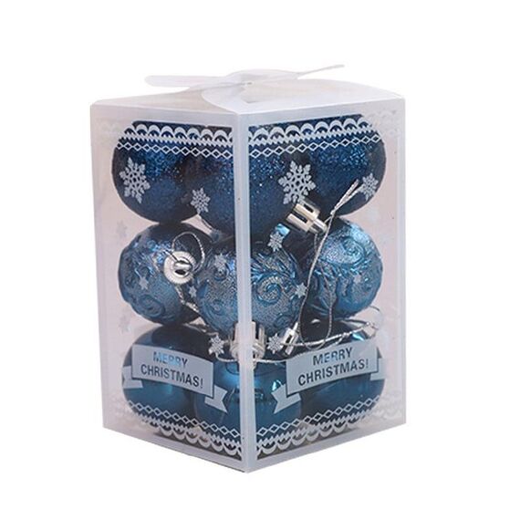 12pcs 4cm Christmas Ball Special Shape + Glitter + Bright Set (a tarda notte)