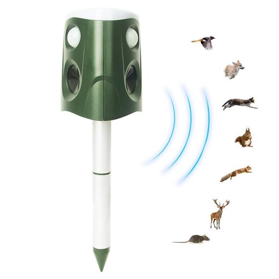 SJZ026 Repellente per animali da esterno a energia solare ad ultrasuoni a 360 gradi