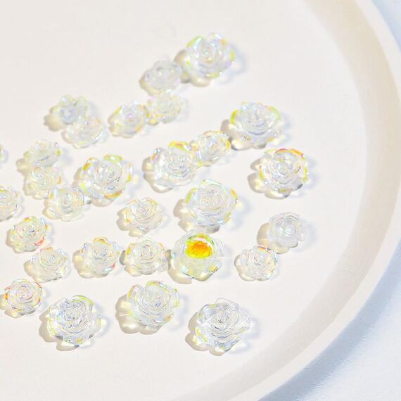 5 pacchetti SP0473 30pcs/pacchetto di strass decorativi per nail art 3d camelia (trasparente)