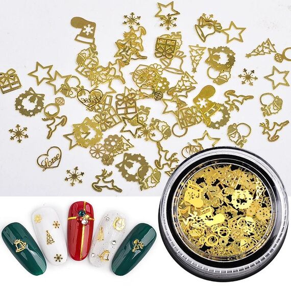 5 Scatole SP0284 Accessori per nail art con toppa decorativa in metallo cavo Accessori per nail art (Natale 1)