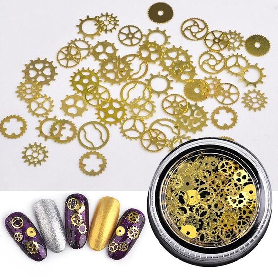 5 Scatole SP0284 Accessori per nail art con toppa decorativa in metallo cavo Accessori per nail art (ingranaggio 3)