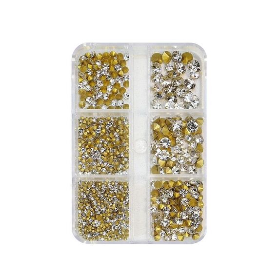 2 set di gioielli per unghie con diamanti con fondo a punta a griglia per nail art, specifica: 01 diamante bianco