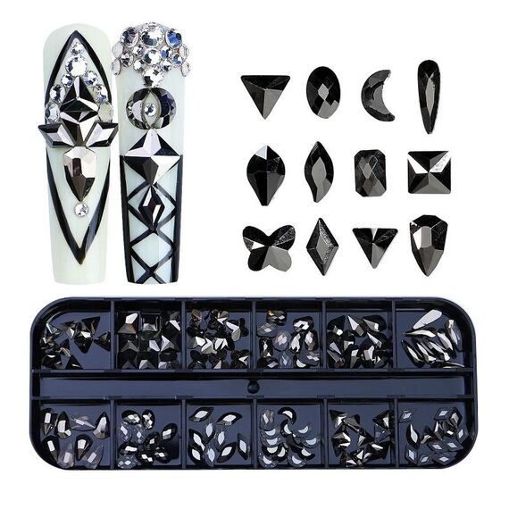 Decorazione per unghie con strass per unghie a forma di fondo piatto a 12 griglia, specifica: 20