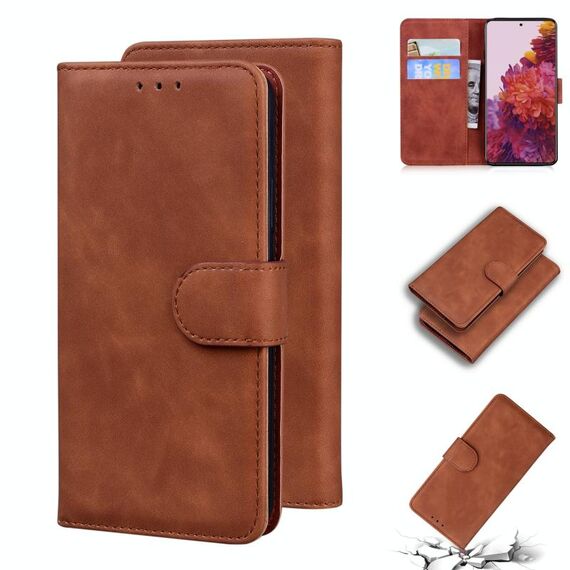 Per Samsung Galaxy S21 Ultra 5G Skin Feel Pure Color flip custodia in pelle (marrone)