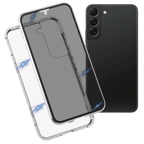 Per Samsung Galaxy S22 5G Custodia in vetro temperato a doppia facciata antieping antieping (argento)