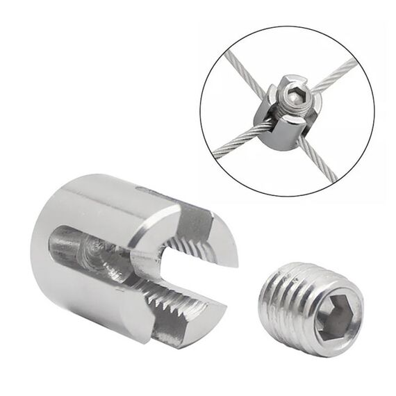 Clip fissa a croce per fune metallica da giardino in acciaio inox M12x4 316