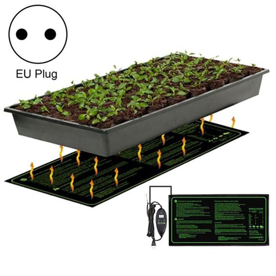 Pad riscaldante per piantine con display digitale da 20 x 10 pollici con regolazione della temperatura temporizzata (spina UE 230 V)