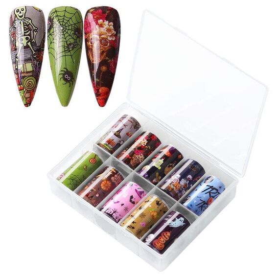 TZ0257 4x100cm Set di adesivi stellati per nail art di Natale di Halloween senza chiodi(07)