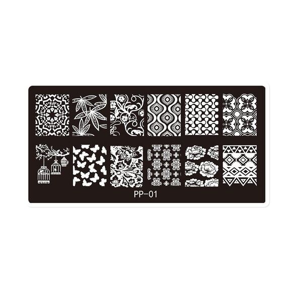 Piastra in acciaio stampata per nail art da sogno a farfalla (E084-1)