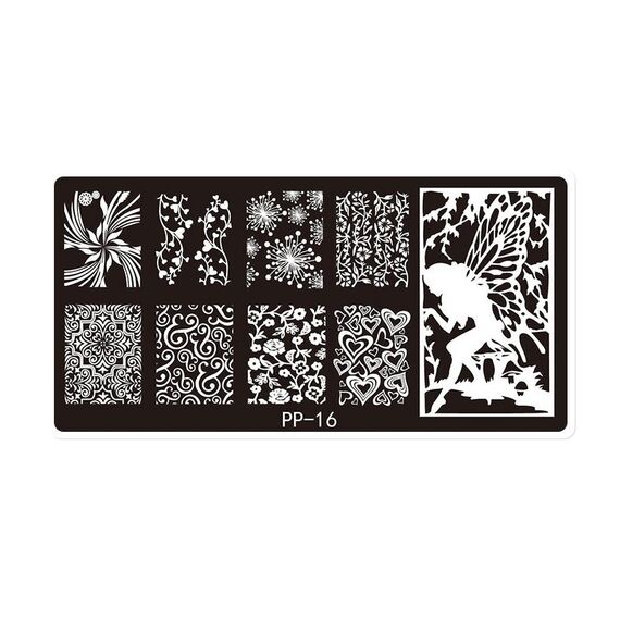 Piastra in acciaio stampata per nail art da sogno a farfalla (E084-16)