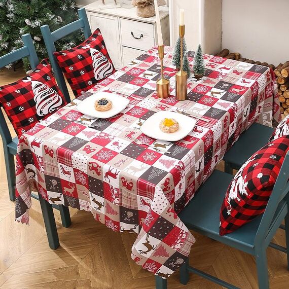 2 pezzi Tovaglie natalizie stampate Runner da tavola Decorazioni natalizie da tavolo 150 x 180 cm (Tipo A)