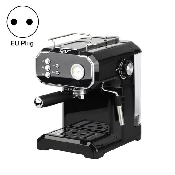 RAF R.104 Home Piccola macchina da caffè a schiuma di latte a vapore semiautomatica ad alta pressione, spina europea (nero)