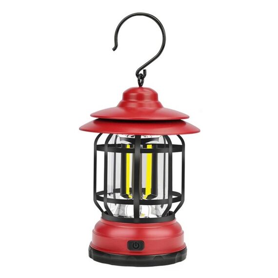 Lampada da campeggio portatile retrò a sospensione, lanterna, tenda, tipo: batteria, batteria non inclusa (rosso)