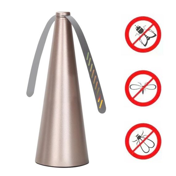 Ventilatore multifunzionale repellente per zanzare automatico con acchiappamosche, dimensioni: 9x9x25 cm (oro)