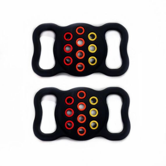 2 pezzi di copertura in silicone per collare per animali domestici traforati a contrasto per AirTag (nero)