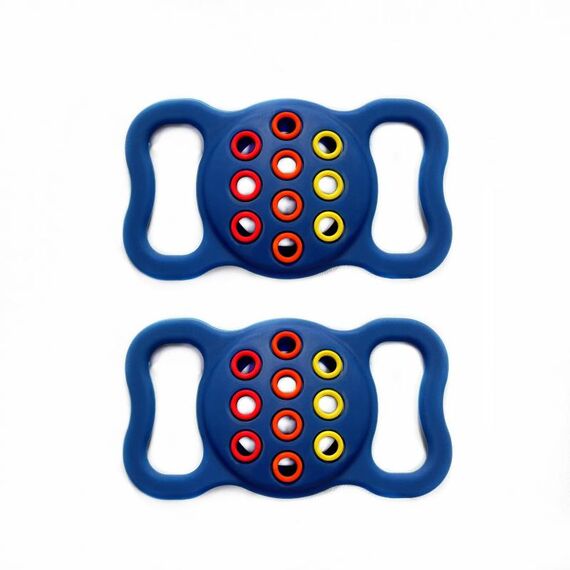 2 pezzi di copertura in silicone per collare per animali domestici traforati a contrasto per AirTag (blu scuro colorato)