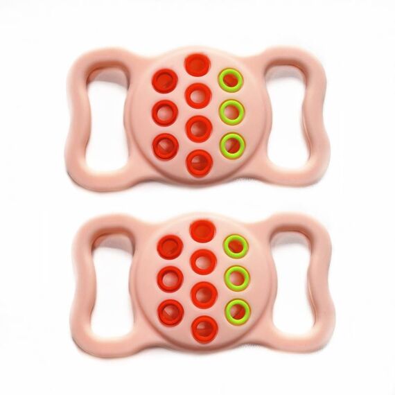 2 pezzi di copertura in silicone per collare per animali domestici traforati a contrasto per AirTag (rosa colorato)