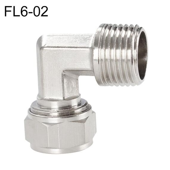 FL6-02 Connettore femmina con bloccaggio a gomito a torsione e raccordo rapido per trachea in rame nichelato LAIZE