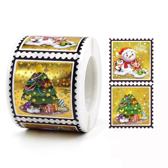 3 pezzi adesivi decorativi natalizi adesivi per etichette regalo di festa, dimensioni: 38x38 mm (K-220 R1)
