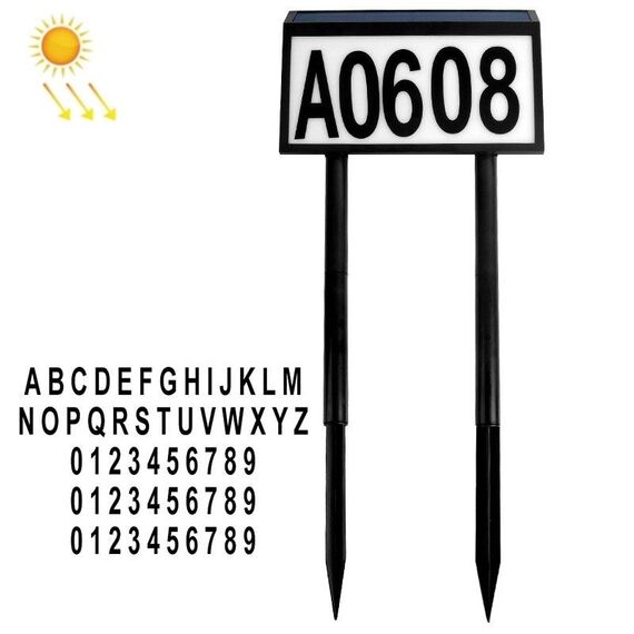 Luce solare per porta con controllo della luce a LED impermeabile, stile: 26 lettere + 3 set di numeri