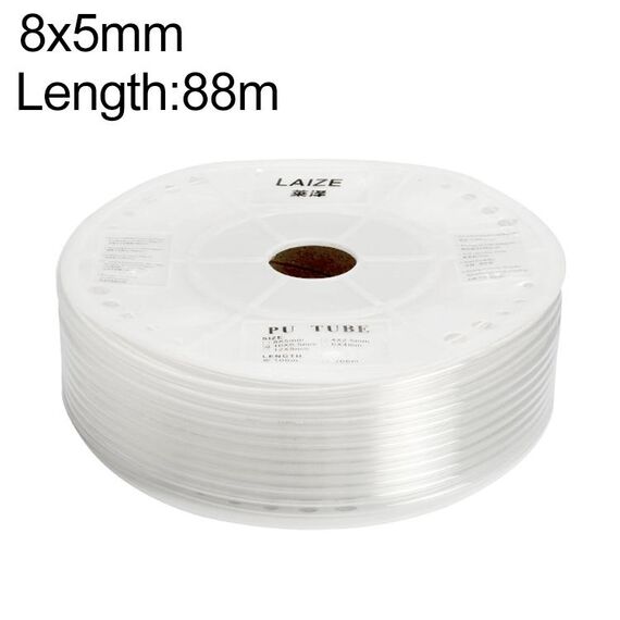 Tubo in PU flessibile per aria compressa con compressore pneumatico LAIZE, specifica: 8x5 mm, 88 m (trasparente)
