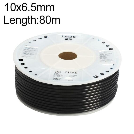 Tubo in PU flessibile per aria compressa per compressore pneumatico LAIZE, specifica: 10x6,5 mm, 80 m (nero)