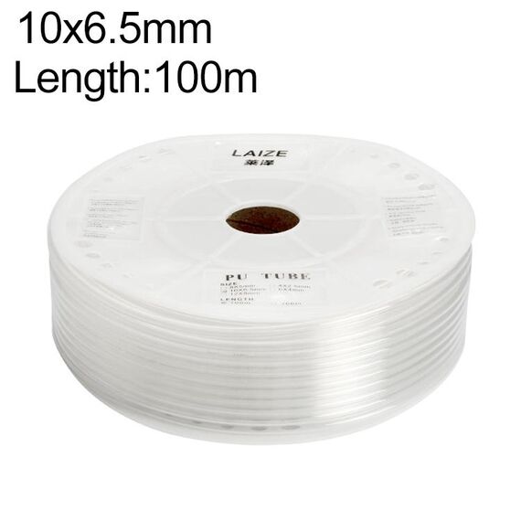 Tubo in PU flessibile per aria compressa per compressore pneumatico LAIZE, specifica: 10x6,5 mm, 100 m (trasparente)