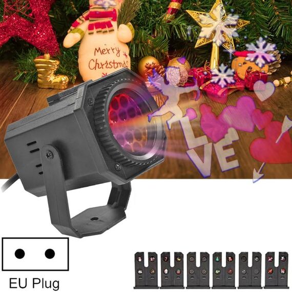8W Natale colorato rotante atmosfera laser luce modello casuale consegna spina europea con 6 carte