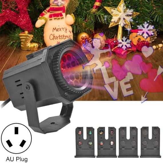 8W Natale colorato rotante atmosfera laser luce modello casuale consegna spina AU con 4 carte