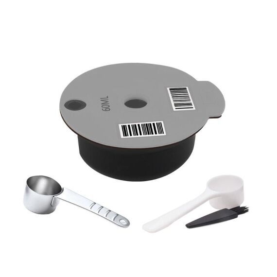 Filtro per caffè riutilizzabile ICafilas YB01, colore: grigio + cucchiaio in acciaio inossidabile HLB18 (60 ml)