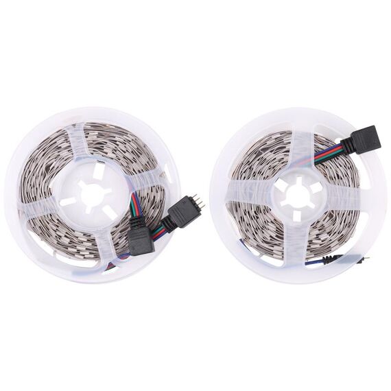 2pcs Bare Board 5050 SMD RGB LED Rope Light, 30 LED/m, Lunghezza: 5m, 12V 2A 100-240V, con controller Doodle a 24 tasti (spina UK)