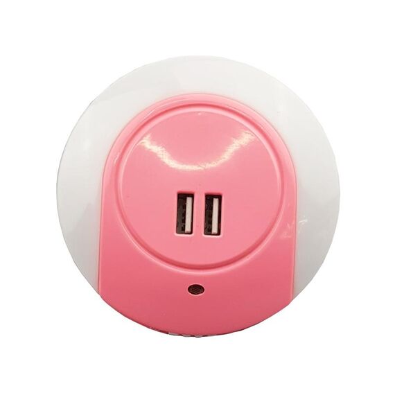 Luce notturna a LED A78B con porta USB Sensore di controllo della luce intelligente, spina: spina UK (rosa)