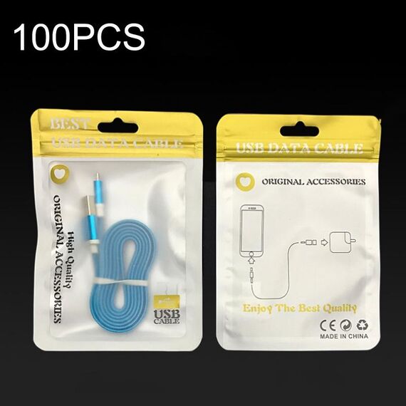 100PCS XC-0014 Sacchetti per imballaggio cavo dati USB Pearl Light Borsa a chiusura lampo, dimensioni: 10,5x15 cm (oro)